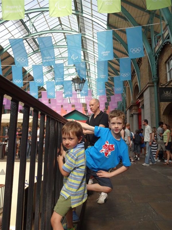 Alex, Nate and Morrie in Covent Garden market
