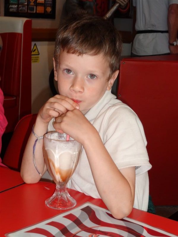 Nate having a milkshake in Brighton