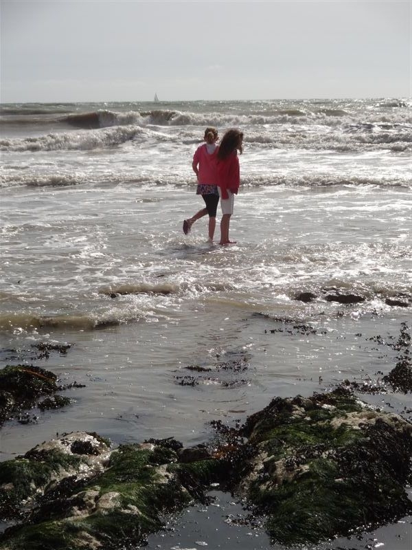Ava and Anna on the rocks at Birling Gap