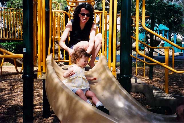 Sarah and Anna on a slide